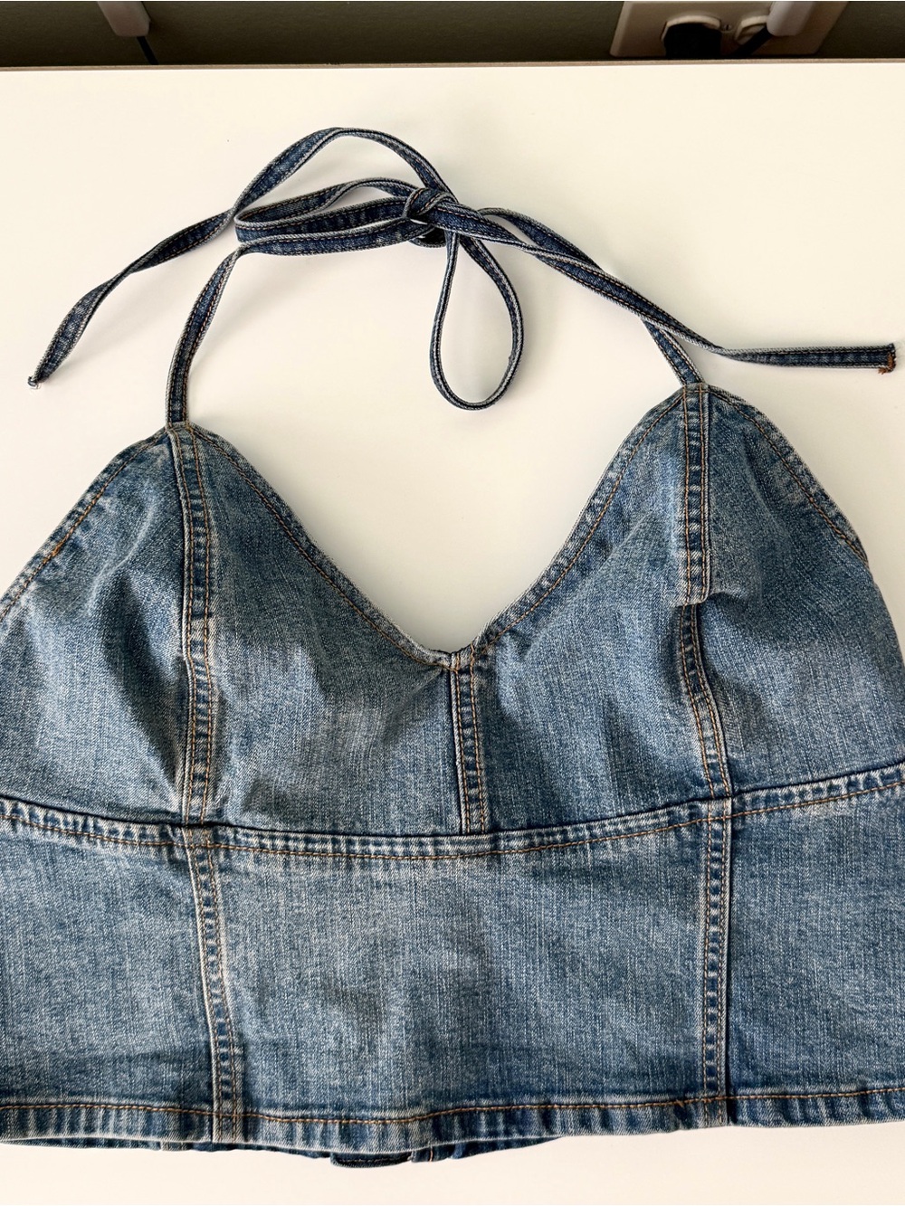 Wild Fable Denim Blue Halter Top Crop Top Size LArge